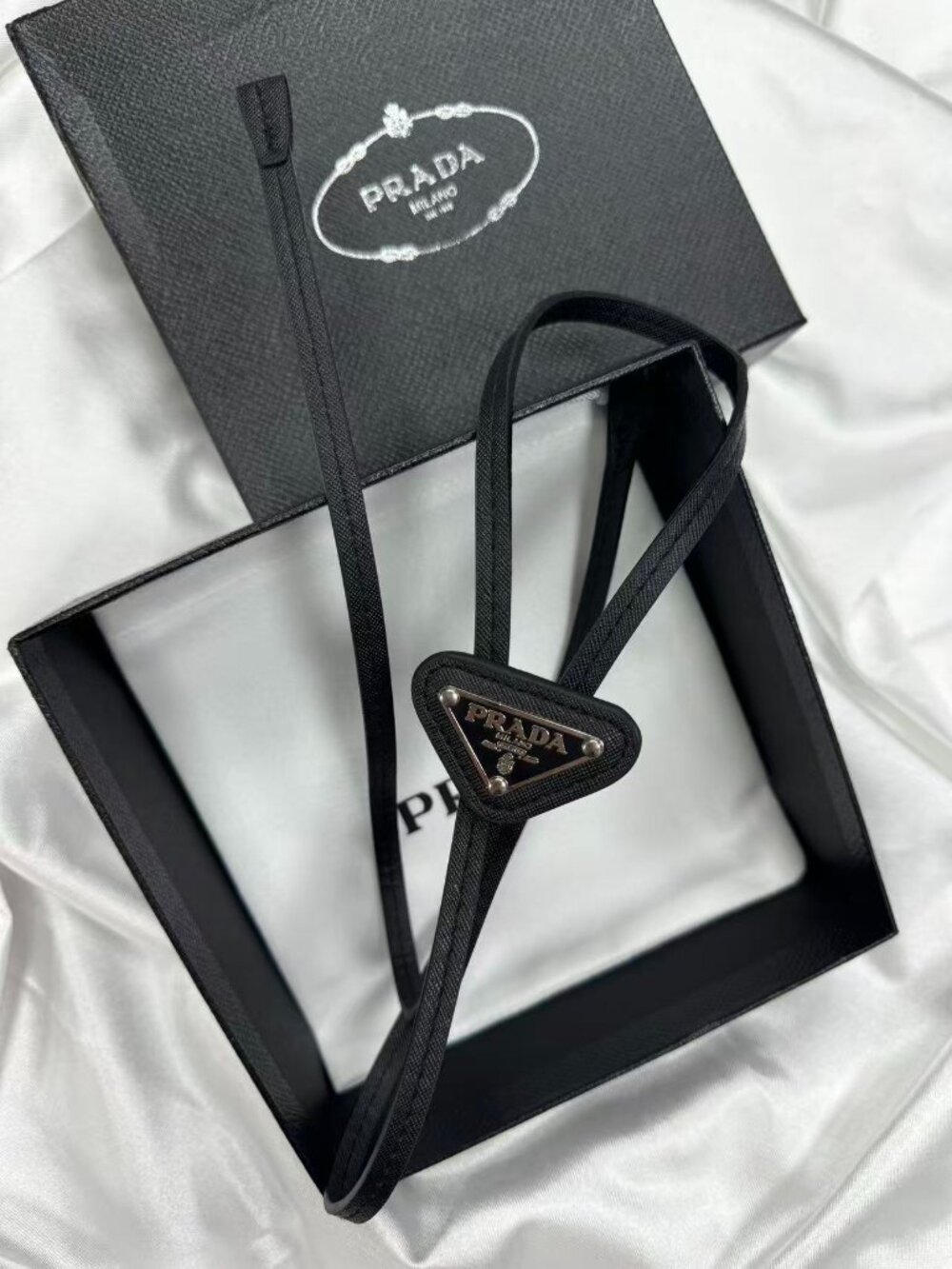 🖤 NWT Prada Black Bolo Tie -Triangle Logo